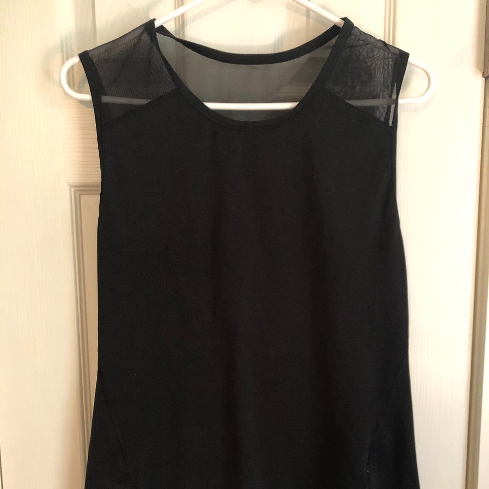 Black Athleta Tank with Sheer Upper Back